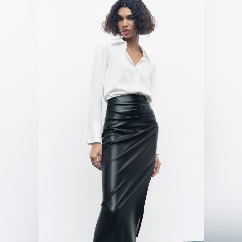 ZARA FAUX LEATHER PENCIL SKIRT, Size S